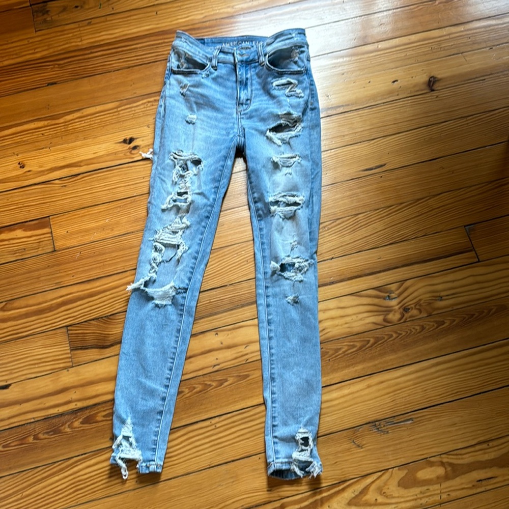 American eagle jeans.  Next level stretch. 2 regular
